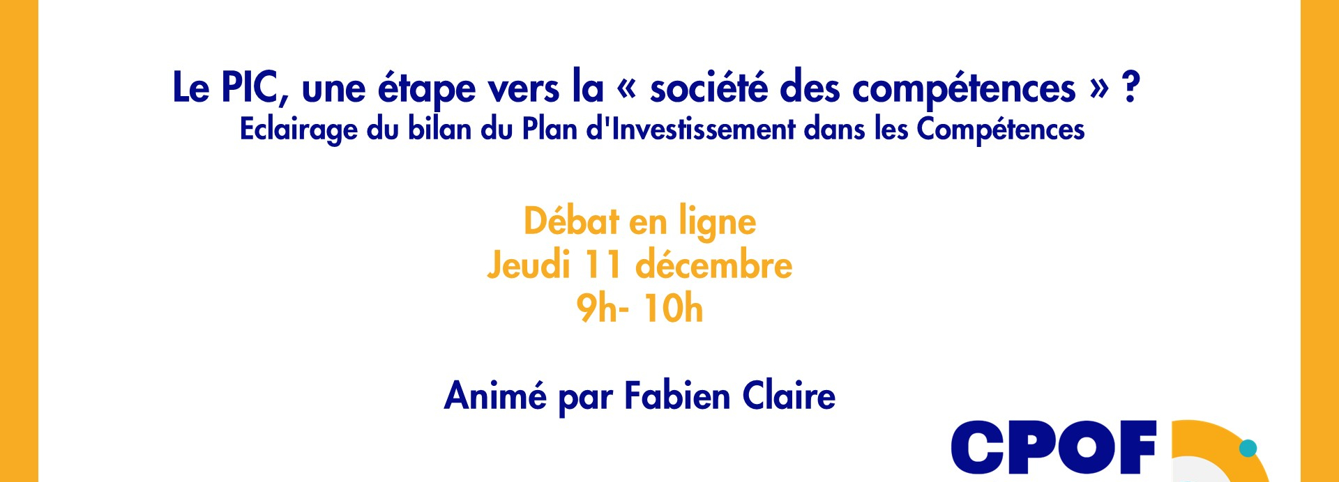 Illustration de l'article : 11 décembre 2025 | Premier débat en ligne de la CPOF